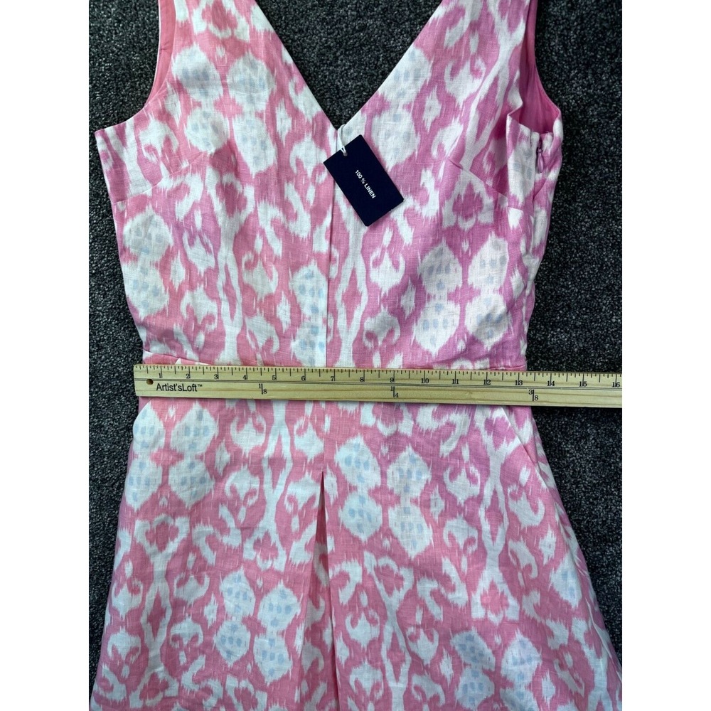 Gap Pink & White Ikat Pattern Sleeveless Linen Dress - Picture 5 of 8